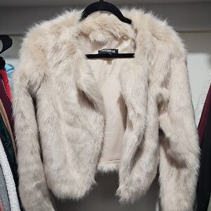 Charlotte Russe Cream Teddy Jacket with Plush Texture